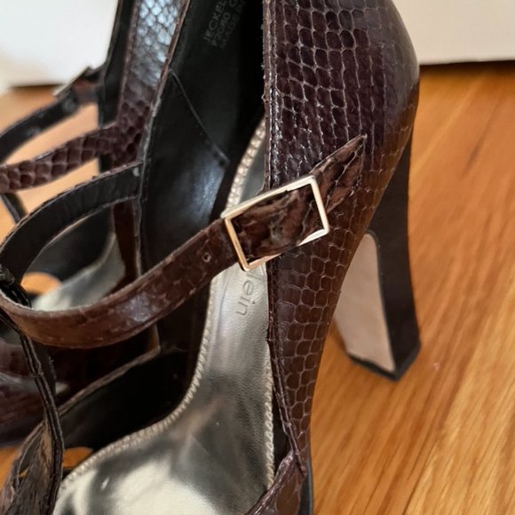 Vintage Calvin Klein Jeckel Boa Print Heeled Mary Jane Sandal - Picture 2 of 15